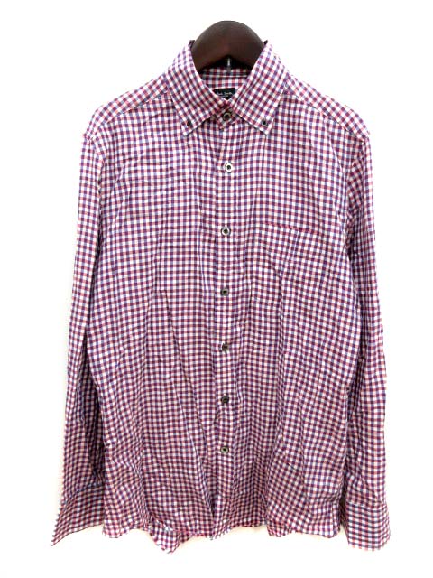 ポールスミス Paul Smith シャツ 長袖 ボタンダウン ギンガムチェック M 赤 レッド 青 ブルー Yi メンズ 195 ベクトルパーク