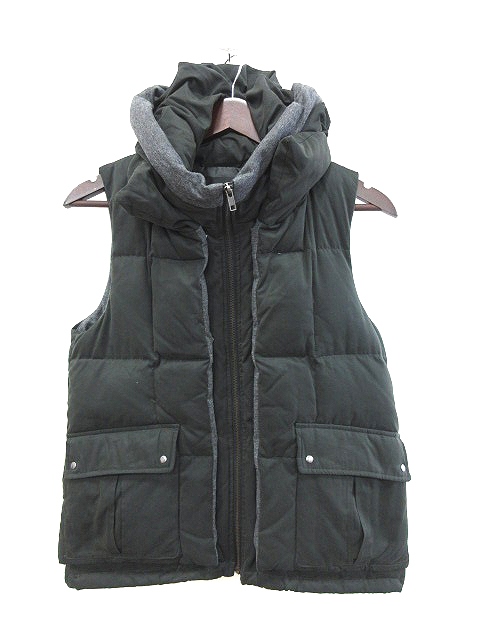 イーブス Yevs ベスト ダウン ジップアップ 切替 フード付き M 黒