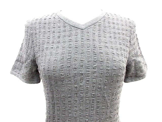 ミスクロエ Miss Chloe セットアップ ワンピース ニット フレア ひざ丈 Vネック 半袖 カーディガン 前開き グレー Yk レディース 195 ベクトルパーク