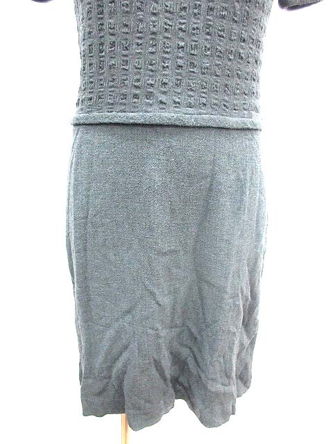 ミスクロエ Miss Chloe セットアップ ワンピース ニット フレア ひざ丈 Vネック 半袖 カーディガン 前開き グレー Yk レディース 195 ベクトルパーク