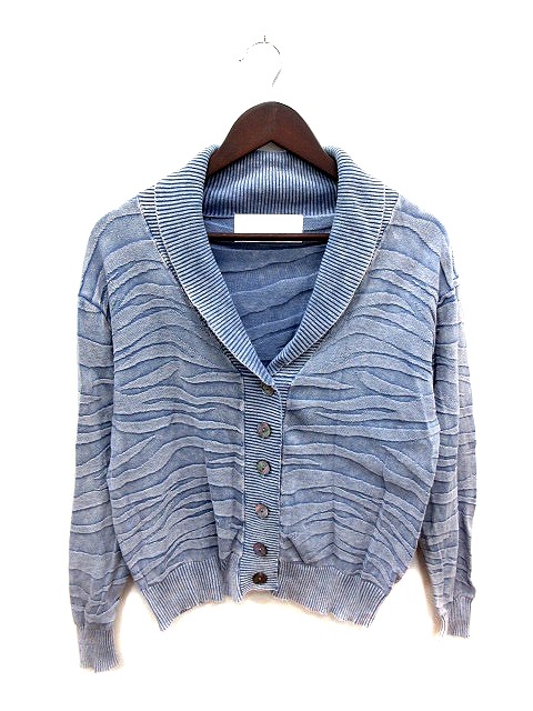 ウィムガゼット Whim Gazette カーディガン ショールカラー ニット 長袖 ゼブラ柄 F 青 ブルー Rt レディース 195 ベクトルパーク