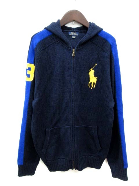 ポロ ビックポニー フード付き ジップアップパーカー レッド ジップ