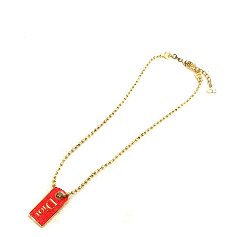 クリスチャンディオール Christian Dior ネックレス ロゴプレート 