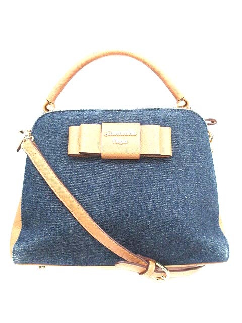 サマンサベガ Samantha Vega バッグ ハンド ショルダー 2way デニム フェイクレザー 青 ブルー ベージュ Yk レディース 195 ベクトルパーク