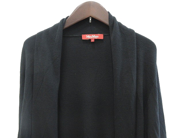 マックスマーラ シルクウール リブカーディガン ブラック マックス