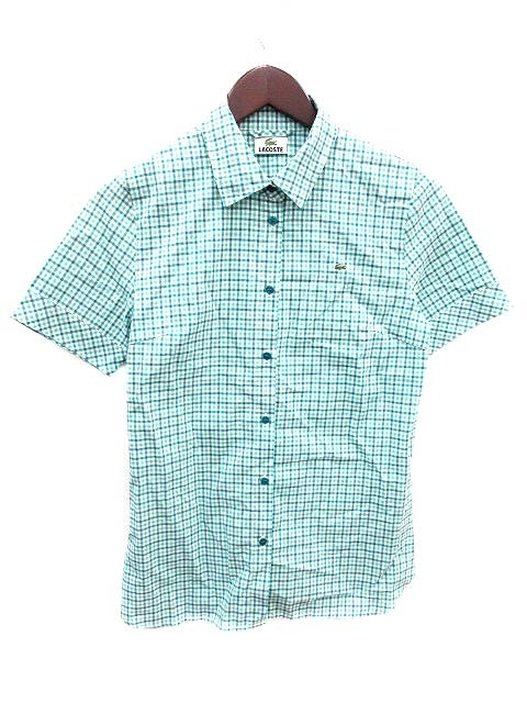 ラコステ Lacoste シャツ チェック 半袖 40 緑 グリーン 白 ホワイト Yk レディース 195 ベクトルパーク