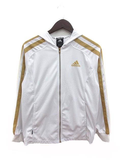 アディダス Adidas スポーツウェア ジャケット ジャージ 長袖 フード付 ロゴ プリント 3ストライプ S 白 ホワイト Kb メンズ 195 ベクトルパーク