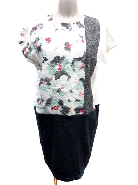 チャオパニック Ciaopanic ワンピース ミニ 切替 花柄 フレンチスリーブ 白 ホワイト 緑 グリーン グレー Yk レディース 195 ベクトルパーク