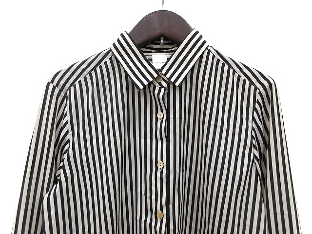 ザ スーツカンパニー The Suit Company リトルシック Littlechic シャツ ストライプ 長袖 シフォン 38 ベージュ 黒 ブラック Mn レディース 195 ベクトルパーク