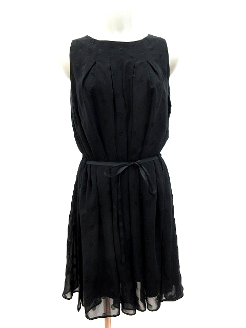 レイビームス Ray Beams ワンピース フレア ミニ ドット ノースリーブ ウエストマーク 黒 ブラック Au レディース 195 ベクトルパーク