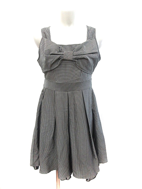 アンクルージュ Ank Rouge ワンピース フレア ひざ丈 ノースリーブ リボン チェック M 黒 ブラック Ct レディース 195 ベクトルパーク