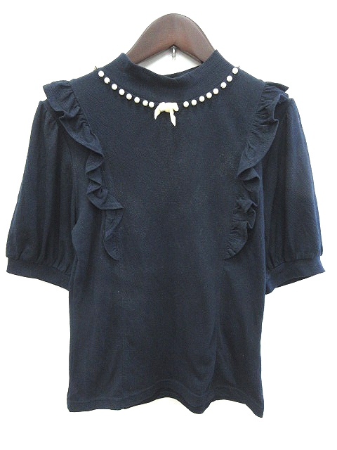 Ank Rouge レースハイネックニット ブラック M