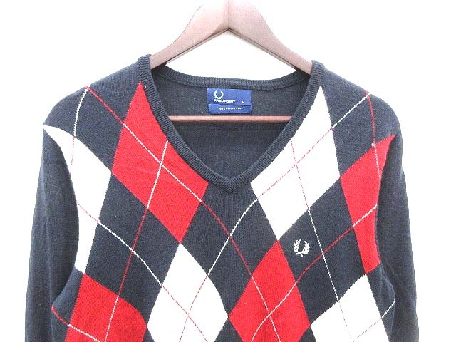 フレッドペリー FRED PERRY ニット セーター Vネック アーガイル 