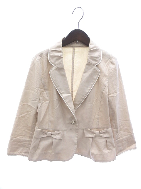 プライムパターン Prime Pattern ジャケット テーラード 七分袖 ビーズ リボン ベージュ Ct レディース 195 ベクトルパーク