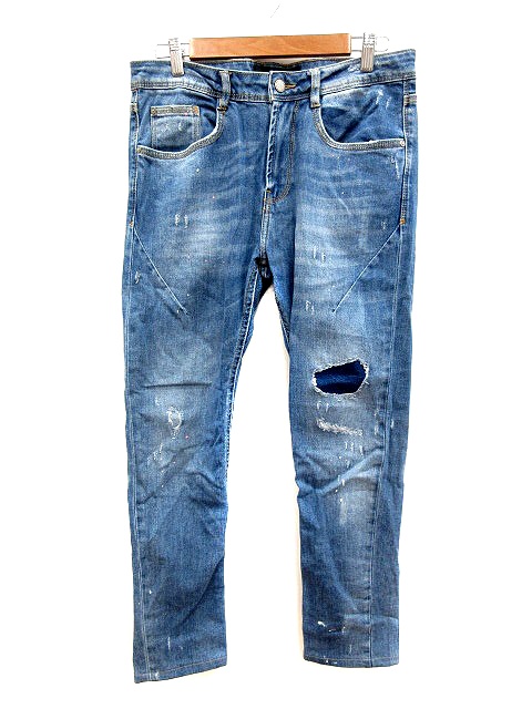 ZARA ザラ スキニージーンズ ダメージ ペイント UKドリルファッション ザラ ZARA パンツ デニム ジーンズ スキニー ダメージ加工 ペイント