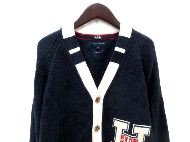 トミーヒルフィガー TOMMY HILFIGER カーディガン ニット 長袖 M 紺 