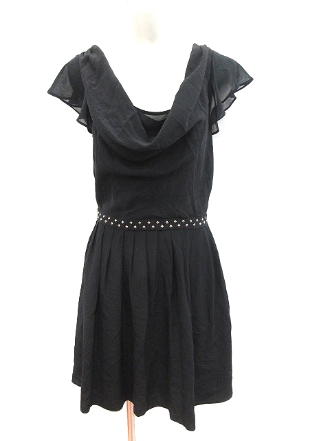 アルマーニエクスチェンジ A X Armani Exchange ワンピース フレア ひざ丈 カシュクール フレンチスリーブ スタッズ 絹 シルク 2 黒 ブラック Ct レディース 195 ベクトルパーク