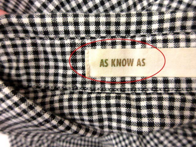 アズノウアズ As Know As ワンピース シャツ ロング 七分袖 ギンガムチェック F 黒 ブラック Yi レディース 195 ベクトルパーク