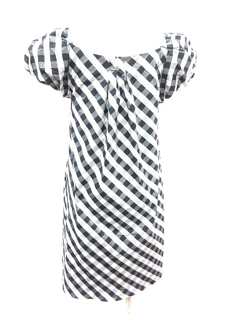 ザラウーマン Zara Woman ワンピース ミニ スクエアネック ギンガムチェック パフスリーブ 半袖 S程度 黒 ブラック 白 ホワイト Yk レディース 195 ベクトルパーク