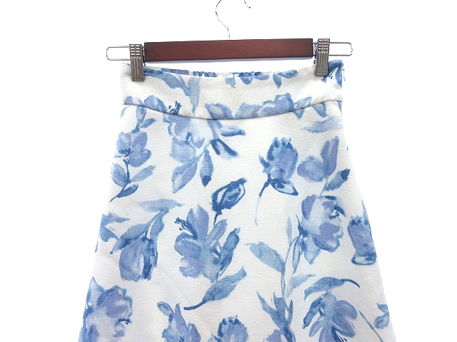 マーキュリーデュオ Mercuryduo スカート フレア ミニ 花柄 F 白 ホワイト 水色 Au レディース 195 ベクトルパーク