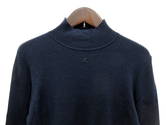 クレージュ courreges ニット カットソー ハイネック ワンポイント  