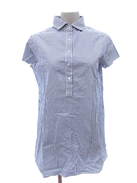 メーカーズシャツ鎌倉 Maker Sshirt鎌倉 シャツ ブラウス プルオーバー 半袖 ストライプ 11 青 ブルー St レディース 195 ベクトルパーク