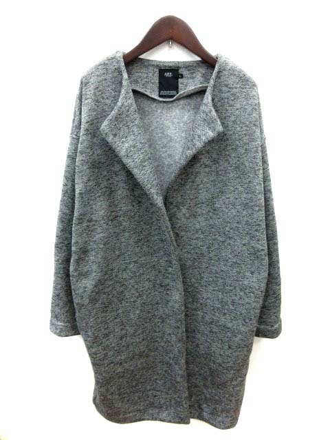 アズールバイマウジー Azul By Moussy ロングコート ノーカラー シングル 裏ボア ツイード L グレー Yi レディース 195 ベクトルパーク