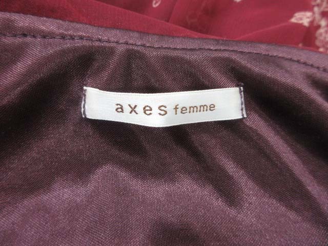 アクシーズファム Axes Femme シャツワンピース ミニ ノースリーブ 総柄 シフォン 刺繍 レース M 赤 ボルドー ベージュ Yi レディース 195 901912030131 ベクトルパーク