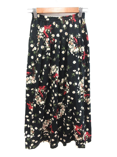PINKHOUSEフレアロングスカート ピンクハウス PINK HOUSE ロングスカート フレア 花柄 カットソー 黒