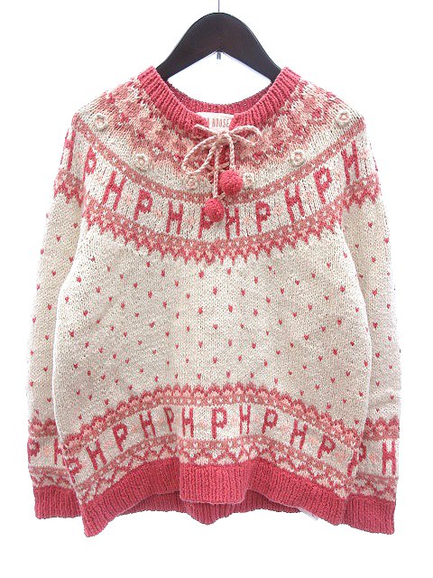 ピンクハウス PINK HOUSE ニット セーター クルーネック 長袖 レース  