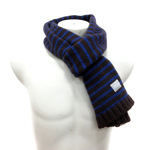 デラックス Deluxe マフラー ストール ボーダー ウール F 茶 ブラウン