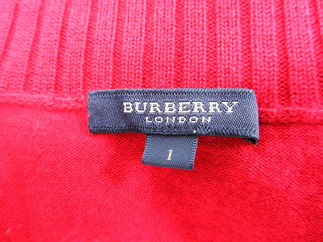 バーバリー ロンドン BURBERRY LONDON ニット セーター タートルネック 長袖 ウール ロゴ刺繍 ワンポイント ノバチェック 1 S 赤 バーバリー ロンドン BURBERRY LONDON ニット セーター