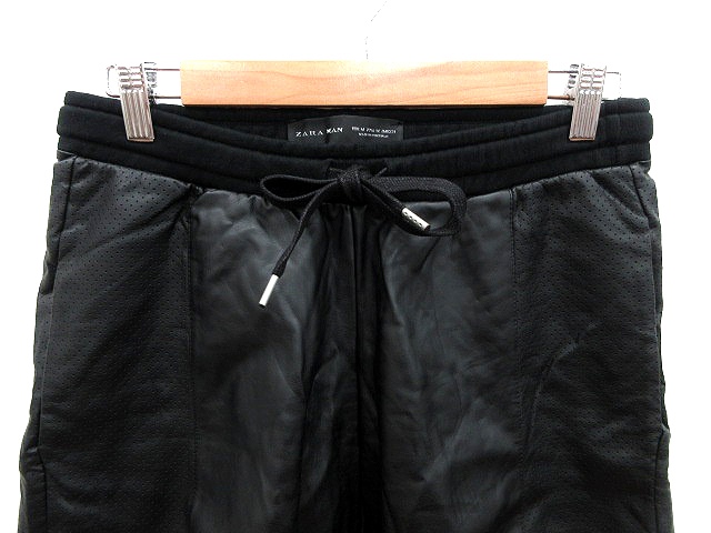 ザラマン ZARA MAN ハーフパンツ ショート フェイクレザー M 黒