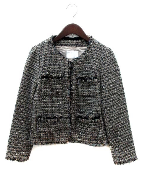 イエナ IENA ノーカラージャケット ツイード 総裏地 36 マルチカラー  