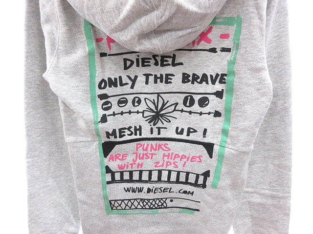 ディーゼル DIESEL パーカー ジップアップ プリント 総柄 長袖