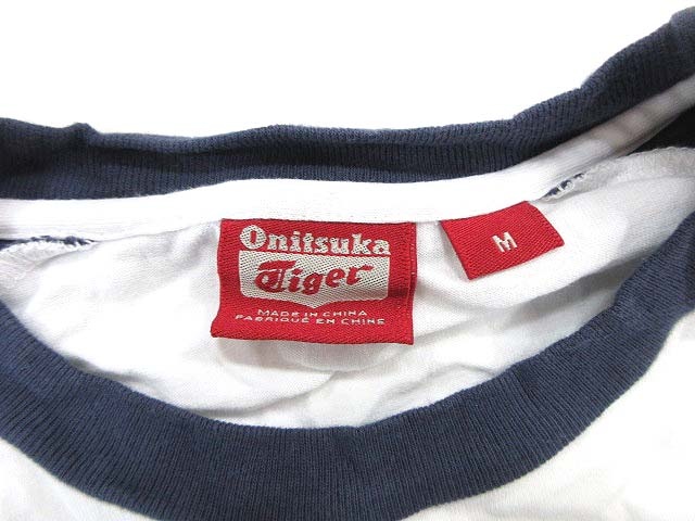 オニツカタイガー Onitsuka Tiger カットソー Tシャツ 長袖 ラグランスリーブ 切替 プリント M 白 ホワイト /KB メンズ オニツカタイガー Onitsuka Tiger カットソー Tシャツ 長袖 ラグランスリーブ 切替 プリント M 白 ホワイト /KB メンズ
