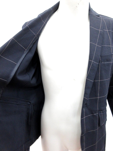 アバハウス Abahouse Ecru スーツ セットアップ テーラードジャケット シングル テーパードパンツ チェック 2 紺 ネイビー St メンズ 195 ベクトルパーク