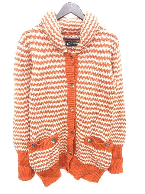 ジュヴゾンプリ Jevous Enprie カーディガン ニット ロング ボーダー ウール 1 オレンジ 白 ホワイト Yk メンズ 195 ベクトルパーク