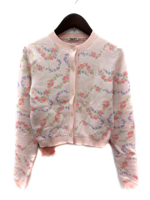 未使用品 ミュウミュウ miumiu カーディガン ニット 長袖 花柄 36 
