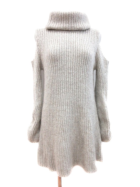 スナイデル Snidel ニットワンピース ひざ丈 タートルネック オープンショルダー 長袖 モヘヤ混 F ベージュ Ct レディース 195 ベクトルパーク