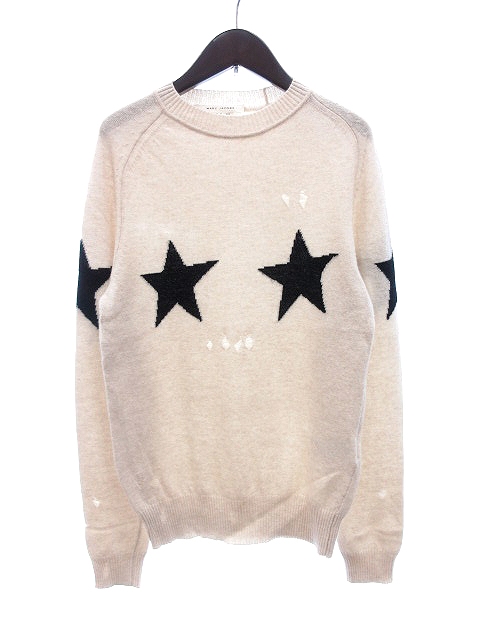 マークジェイコブス Marc Jacobs ニット セーター クルーネック ダメージ加工 星柄 カシミヤ混 長袖 M ベージュ Au レディース 195 ベクトルパーク