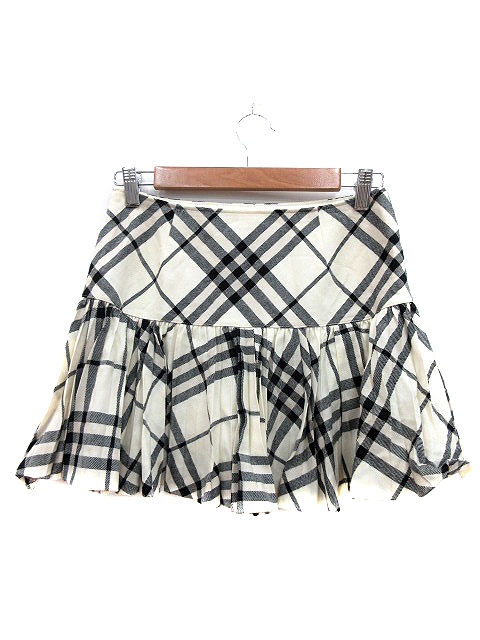バーバリーブルーレーベル プリーツ ミニスカート チェック 白 黒 M 38 BURBERRY BLUE LABEL - 美品 BURBERRY BLUE LABEL チェック柄