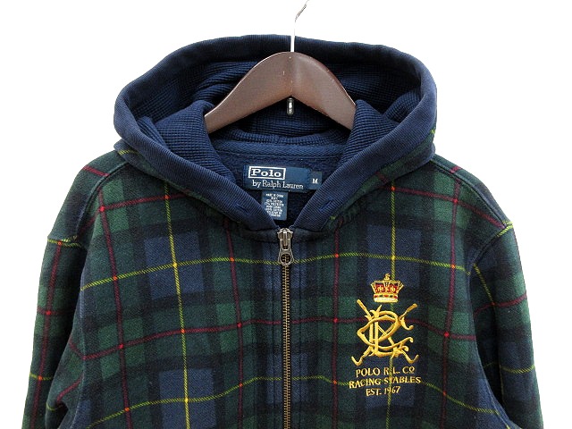 ポロ ラルフローレン Polo Ralph Lauren パーカー カットソー 長袖 チェック ジップアップ M 緑 グリーン St メンズ 195 902001090442 ベクトルパーク