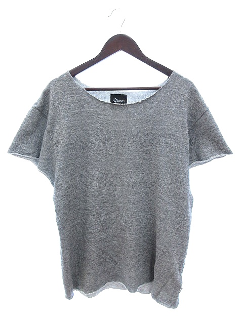 トゥエンティフォーカラッツ 24カラッツ 24karats カットソー ボートネック カットオフ スウェット プリント 総柄 半袖 L グレー Au メンズ 195 ベクトルパーク