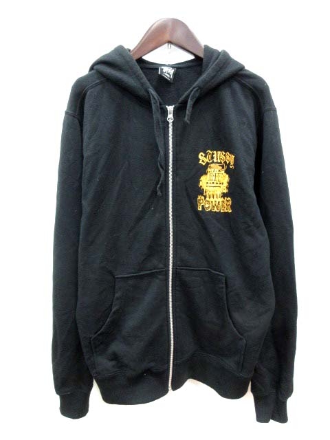 ステューシー STUSSY ジャケット パーカー ジップアップ L 黒 ブラック