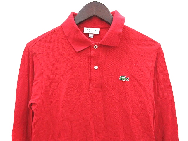 ラコステ LACOSTE ポロシャツ 長袖 鹿の子 XS 赤 レッド /CT