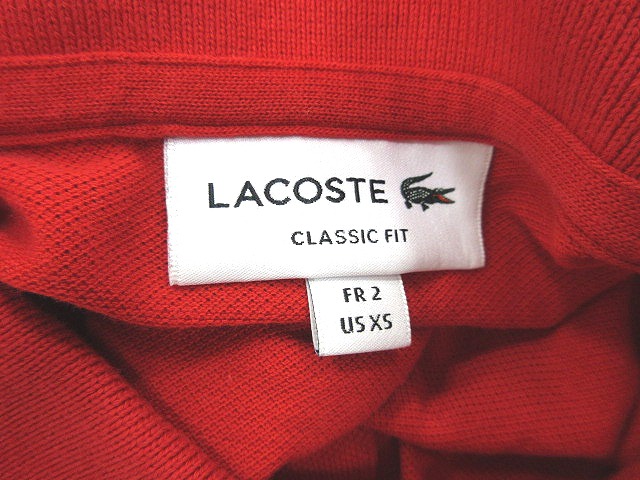 ラコステ LACOSTE ポロシャツ 長袖 鹿の子 XS 赤 レッド /CT ラコステ LACOSTE ポロシャツ 長袖 鹿の子 XS 赤 レッド /CT