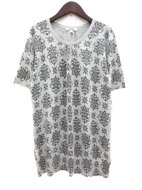 アルファキュービック Alpha Cubic ニットワンピース ミニ 半袖 総柄 アンゴラ混 L グレー Ct レディース 195 ベクトルパーク