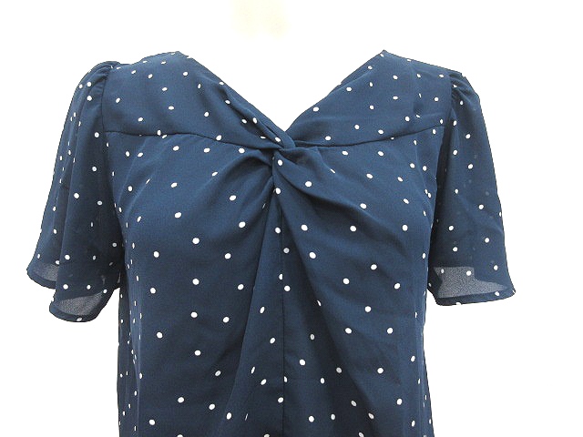 ビームスハート Beams Heart ブラウス 半袖 フレアスリーブ シフォン ドット 紺 ネイビー 白 ホワイト Ct レディース 195 ベクトルパーク