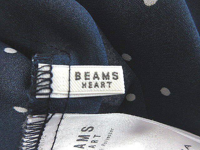 ビームスハート Beams Heart ブラウス 半袖 フレアスリーブ シフォン ドット 紺 ネイビー 白 ホワイト Ct レディース 195 ベクトルパーク